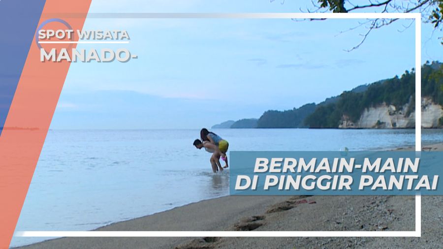Berlarian Menikmati Kelembutan Pasir Putih di Pantai Selat Lembeh Manado