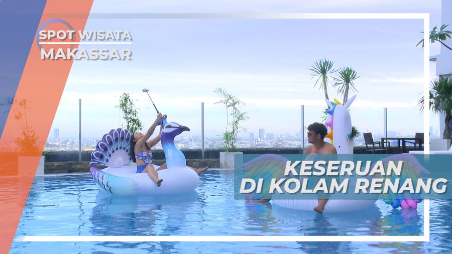 Seru-seruan Berfoto Ria Bak Model di Kolam Renang Hotel, Makassar