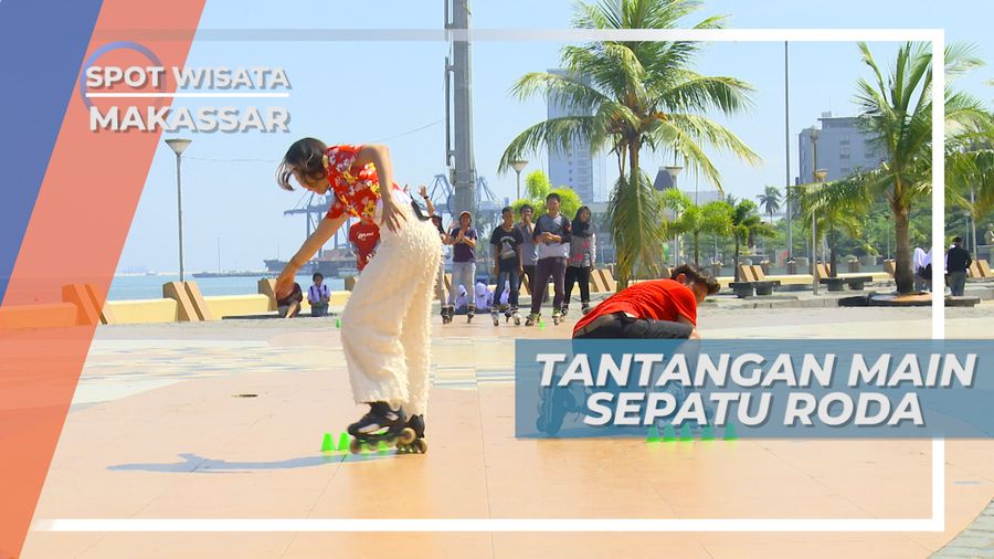 Pantai Losari, Adu Cepat Jaga Keseimbangan Bermain Sepatu Roda, Makassar
