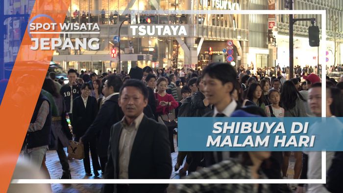 Suasana Malam di Shibuya yang Penuh Gemerlap Lampu, Jepang