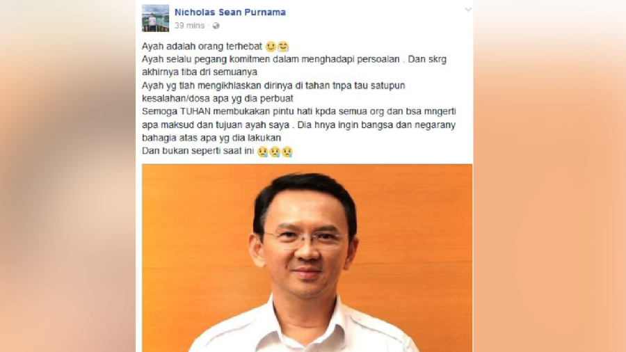 Curhatan Anak Ahok di Facebook Bikin Baper