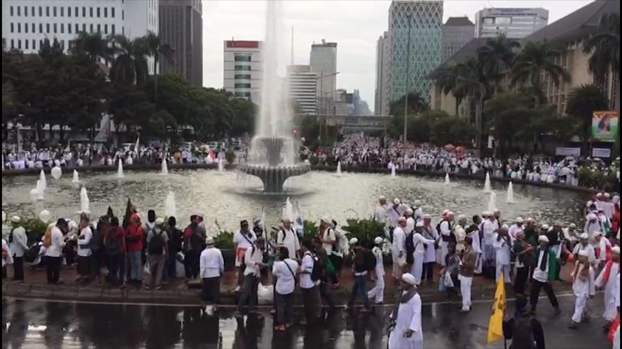 Suasana di Bundaran Patung Kuda Pagi ini