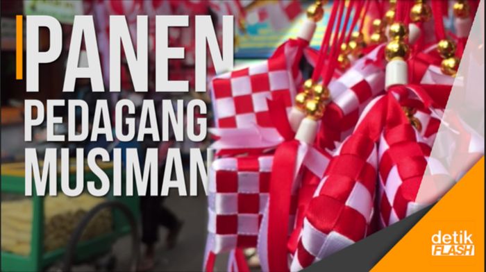 Jelang HUT Kemerdekaan, Penjual Bendera Padati Pasar Jatinegara
