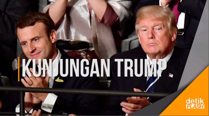 Momen Penyambutan Trump di Perancis