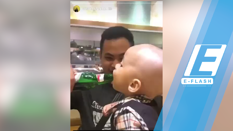 Tega! Ayah Ini Berikan Minuman Keras untuk Bayinya