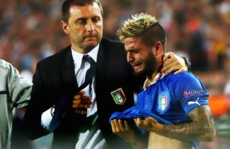Pelatih Italia Devis Magia dan Lorenzo Insigne (Getty Images)