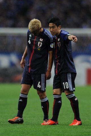 Shinji Kagawa dan Keisuke Honda. Jepang jadi salah satu wakil Asia di Piala Dunia 2014  (Getty Images)