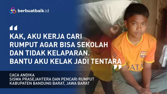 Caca Tak Segan Bantu Ngarit dan Mengumpulkan Daun Cengkeh, agar Bisa Terus Sekolah