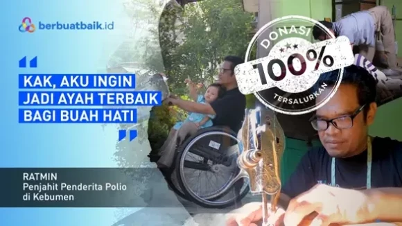 Perjuangan Ayah Polio Hidupi Anak dan Istri Cerebral Palsy dari Menjahit