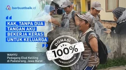 Akibat Tersetrum Sutet, Wahyu Jadi Tuna Daksa Tanpa Tangan Hidup dari Berjualan Elod