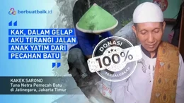 Kakek Tuna Netra Pemecah Batu Hidupi Banyak Anak Asuh Yatim Piatu