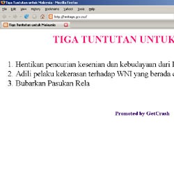 Protes Maling di Situs Malaysia