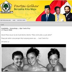 Situs Golkar Dipasang Gambar Roy Suryo & 2 Cewek Bule