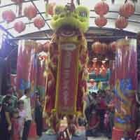 Barongsai Hibur Pengunjung di Klenteng