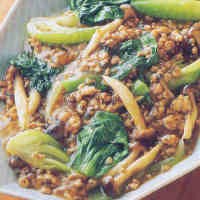 Sawi dan Jamur Masak Daging