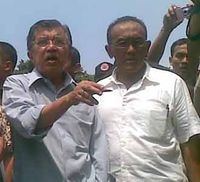 JK Tinjau Korban Tanggul Situ Gintung