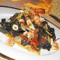 Black Ink Tagliatelle with Squid and Prawn