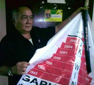 Satpam Rusak Atribut Partai Golkar