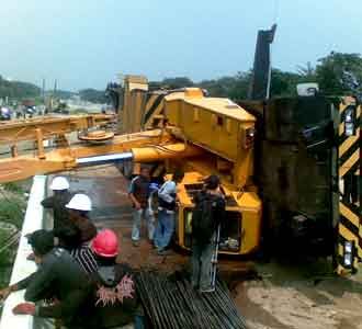 Crane Terbalik di Cengkareng