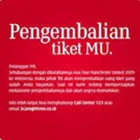 Menanyakan Kepastian Pengembalian Uang Tiket MU  
