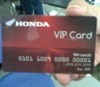 Honda Keluarkan Honda VIP Card
