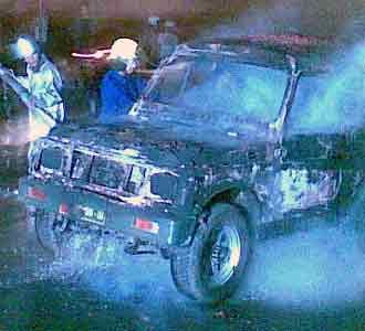 Mobil Anggota TNI Terbakar