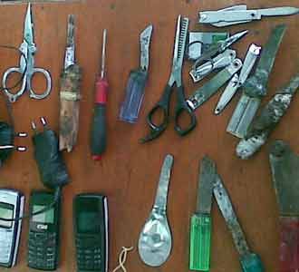 Razia di Rutan, Senjata Tajam Disita