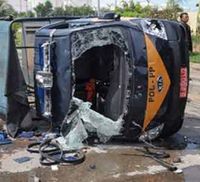 Mobil Satpol PP Hancur