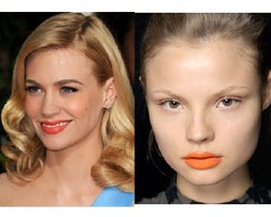 Bibir Seksi dengan Lipstik Orange