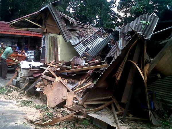 Pohon Manohi Tumbang Timpa Kios