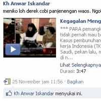 Akun Facebook Palsu Pembina PCNU Kota Kediri Soroti Kinerja Menakertrans