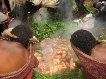Upacara Bakar Batu di Kampung suku Dani, Wamena