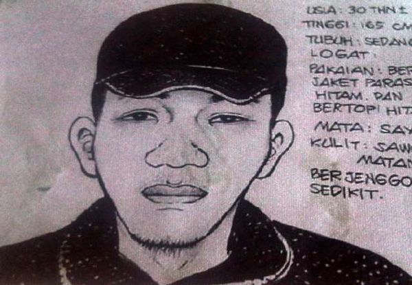 Sketsa Wajah Kurir Paket Bom Utan Kayu 
