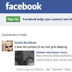 Bayi Beckham Tampil di Facebook