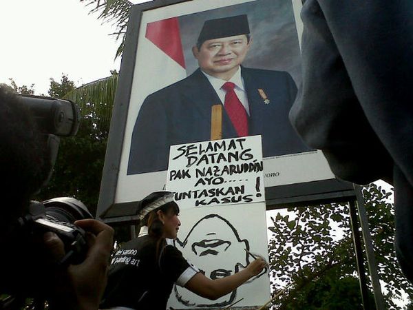 Aksi Teatrikal Sambut M Nazaruddin 