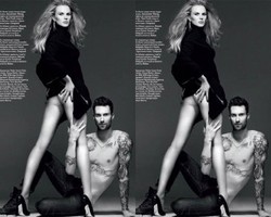 Pose Seksi Bareng Pacar, 1/2 Perut Adam Levine Hilang