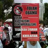 Massa HTI Demo Konjen AS, Menolak Kunjungan Obama ke Indonesia