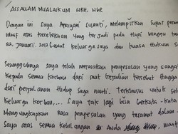 Ini Isi Surat Permintaan Maaf dan Penyesalan Afriyani Ini Isi Surat Permintaan Maaf dan Penyesalan Afriyani