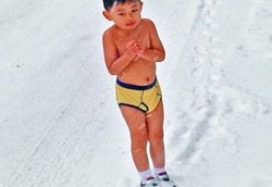 Biar Tak Sakit-sakitan, Ayah Latih Anak Lari di Salju Tanpa Baju