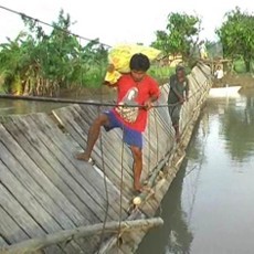 Jembatan Rusak, Warga Sulbar Nekat Beraksi Ala Indiana Jones
