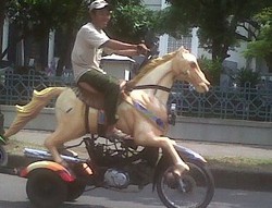 Lucu, Kuda Bisa Naik Motor