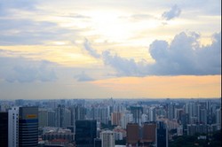 Singapore at evening from Marina Bay Sands Tower