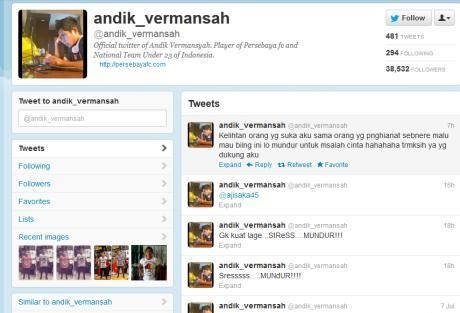 Andik Diusik Isu di Twitter