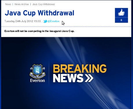 Everton Batal Ikut Java Cup