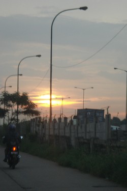 Sunset in toll road