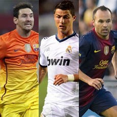 Messi, Ronaldo, & Iniesta Finalis Pemain Terbaik di Eropa