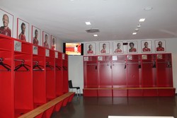 Ini dia ruang ganti pemain FC Bayern Munich.