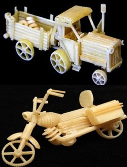 Wouw! Ada Truk, Motor dan Pesawat Mungil dari Pasta!