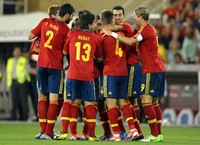 Kemenangan ini jadi modal bagus untuk Spanyol dalam menjalani laga di babak kualifikasi Piala Dunia 2014. ReutersFelix Ordonez.