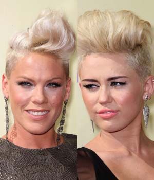 Rambut Mohawk Pink vs Miley Cyrus